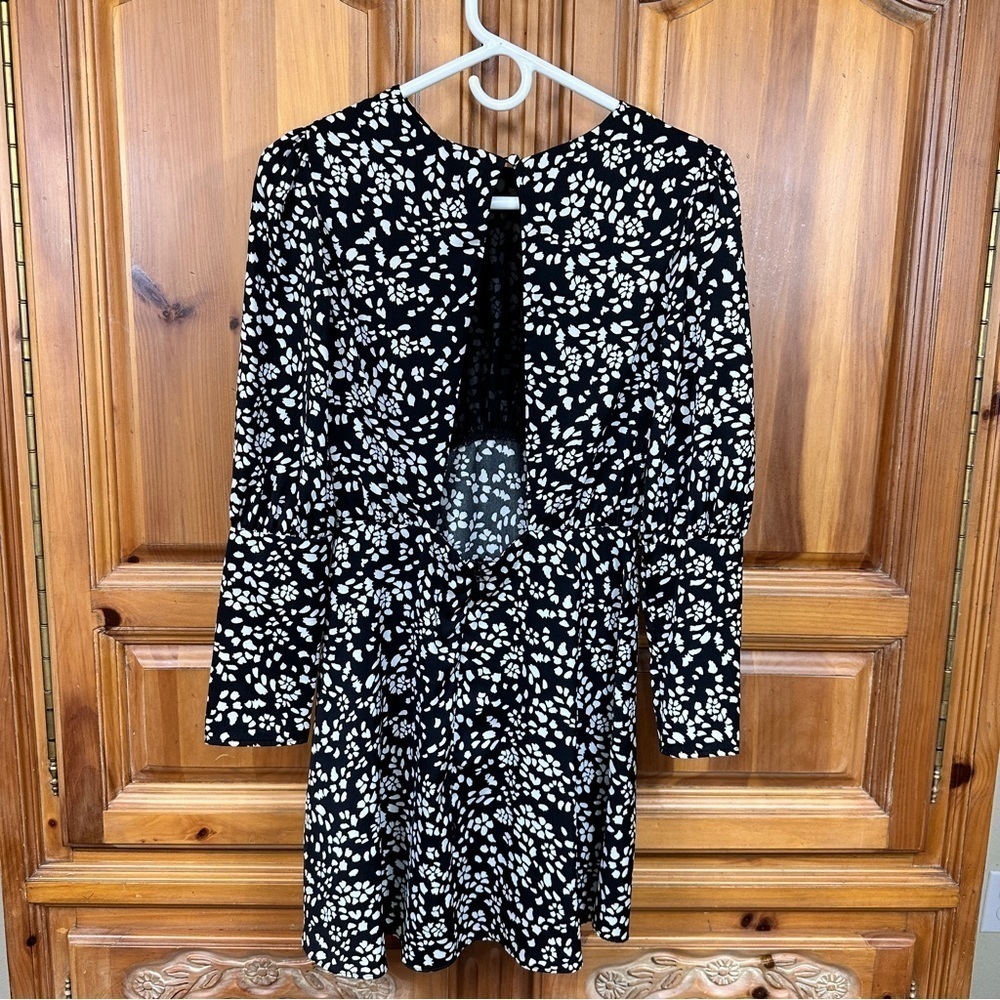 Top shop Austin Floral Long Sleeve Open Back Mini Dress - Picture 4 of 10